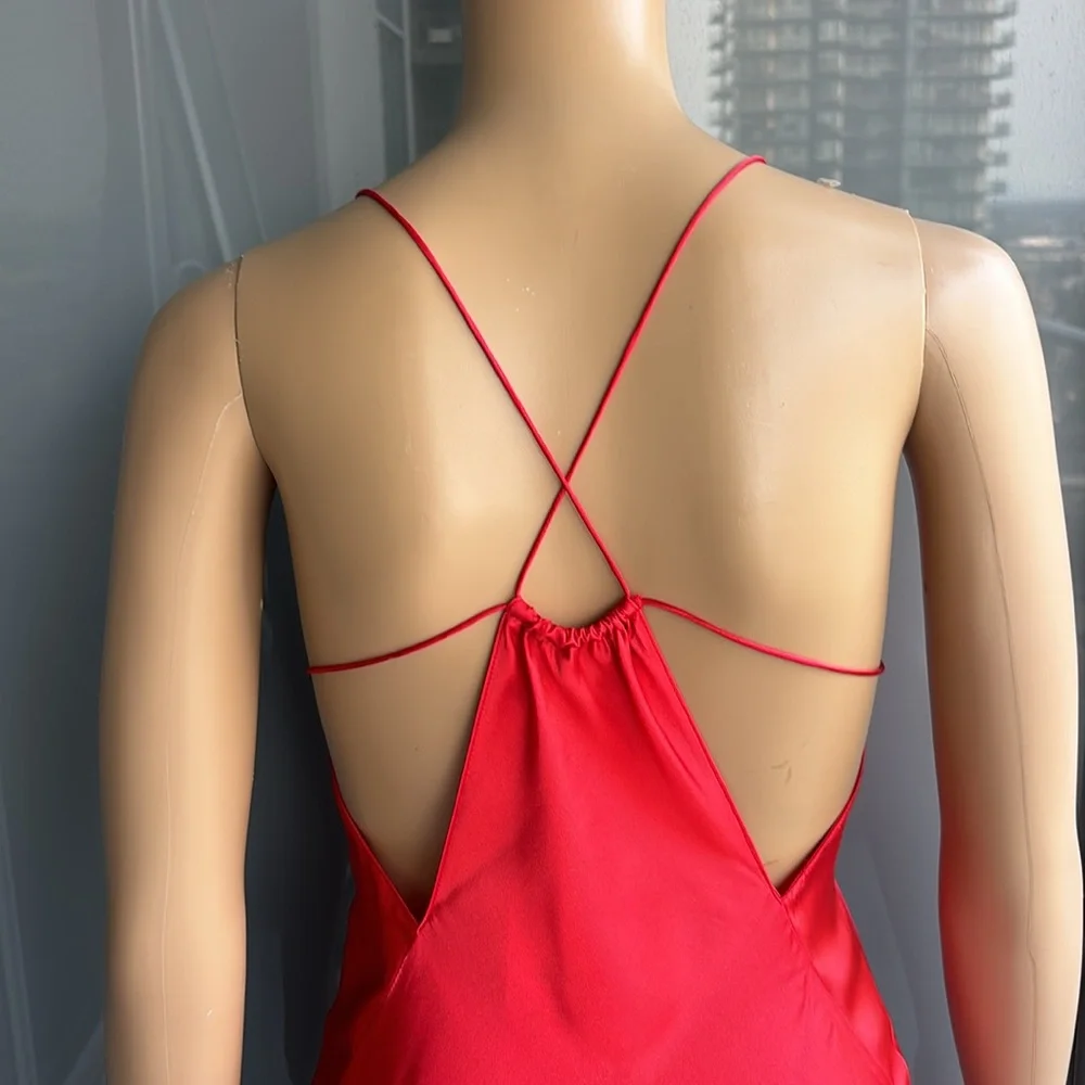 Zara 100% Silk  Red Maxi Dress - Picture 7 of 12